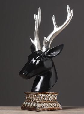 美式轻奢鹿头摆设工艺品欧式鹿模型家居电视柜样板房软装饰品摆件