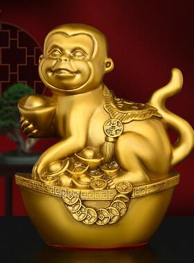 生肖羊摆件黄铜聚财进宝羊山羊领头羊羊年吉祥物家居办公室装饰品