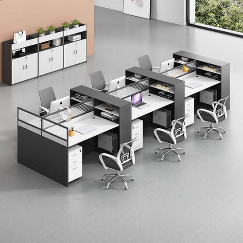 办公桌职员4人位桌椅组合简约现代2/6人位屏风工位财务桌办公家俱 - 图1