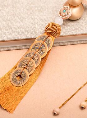 五帝钱葫芦挂饰门对门铜葫芦开 口铜钱串黄铜纯铜大门上装饰入户