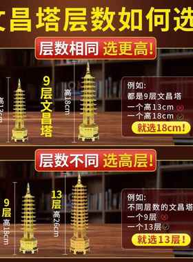 合金文昌塔祈愿事业高升金榜题名九层十三层卧室文房摆件文昌塔