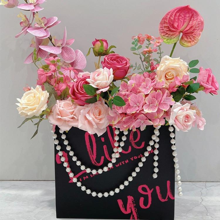 婚房布置DIY仿真花装饰婚庆订婚宴客厅摆件婚礼背景墙桌花床头花 - 图0