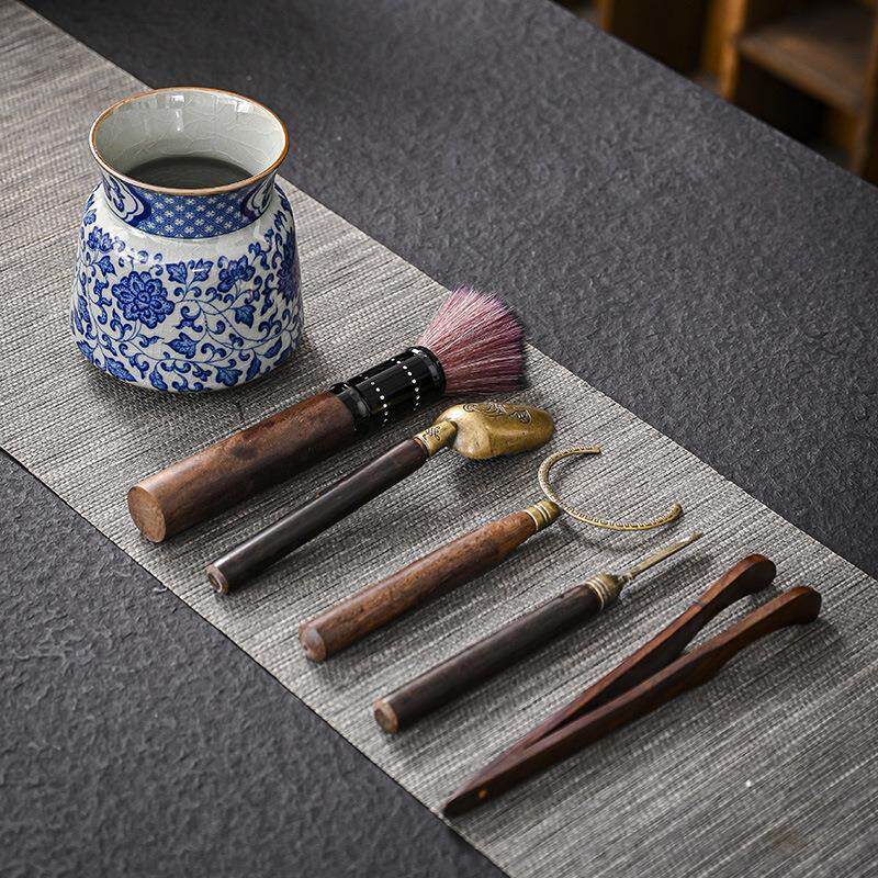 老陶泥青花瓷茶道六君子功夫茶具用品配件山水画陶瓷泡茶工具茶刀,淘宝优惠券,粉丝福利购,淘宝优惠卷