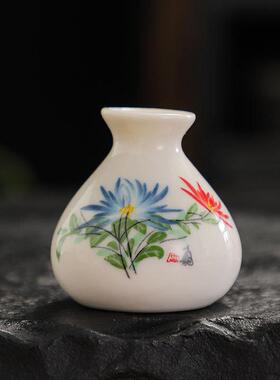 创意迷你水培小花摆件装饰品摆设小号袖珍指尖小花器干冰道具