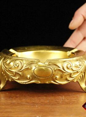 纯黄铜烟灰缸铜烟灰缸摆件家居装饰品客厅办公室家用烟缸礼品摆件