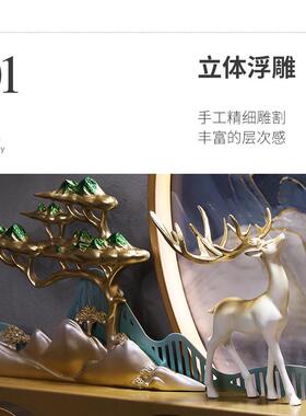 中式客厅装饰画 画立体茶室山水壁饰带灯光玄关壁画 画沙发背景墙