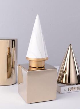 北欧陶瓷摆饰 样板房装饰品 大理石纹几何体现代简约客厅家居饰品