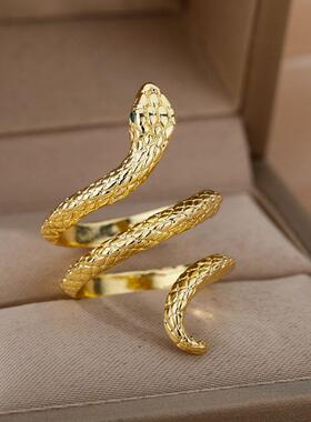 蛇戒指的妇女，男子朋克嘻哈开放可调的黄金