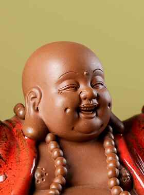 新款招饰财弥勒佛笑佛陶瓷工艺品摆件厅居玄客关博家古架佛像装品