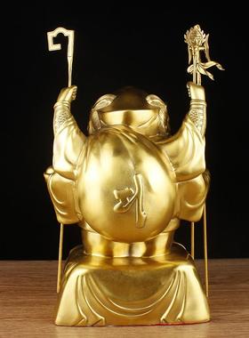 纯铜三面大黑天财神佛像摆件大黑天菩萨像铜摆件招手财神本命佛像