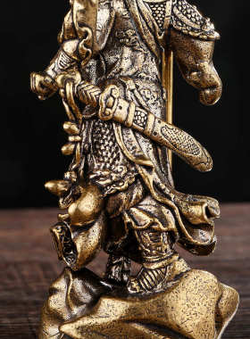 黄铜关羽武财神实心把玩件家居饰品商铺门店关二爷铜像装饰品摆件