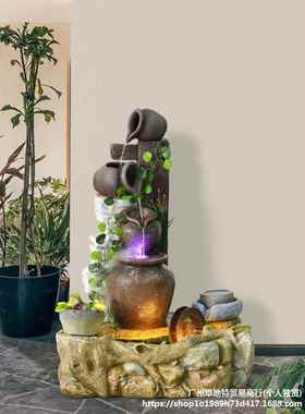 室外流水花喷泉麦太保园庭院户阳外鱼池造景院子入户台景观意水创