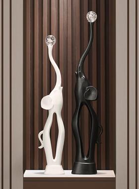 电玄关大象摆饰精致落地水晶代创意家居柜客厅视现落地艺术装饰品