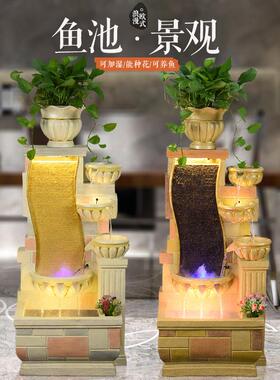 2020欧式流厅水喷泉现简约办室公落地摆件家居饰代品客庭院加湿器