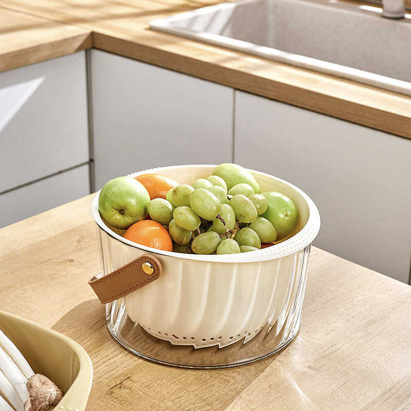 提手款轻奢双层家用厨房洗菜盆沥水篮菜篮子洗菜篮茶几客厅水果盘,淘宝优惠券,粉丝福利购,淘宝优惠卷