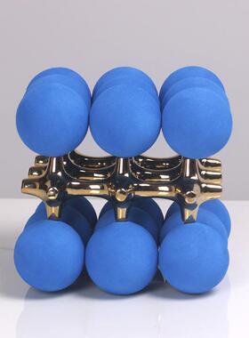 点几何圆球件抽象珠GXI正方简体约现代酒店样板摆房软装饰品桌面