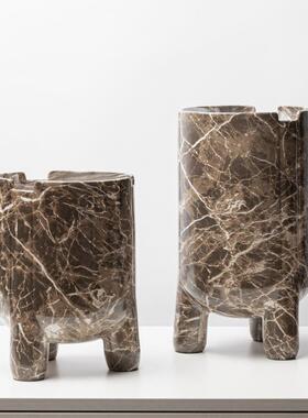 新中式创意水墨直筒树脂花瓶花器软装样板房客厅三脚插花家居饰品