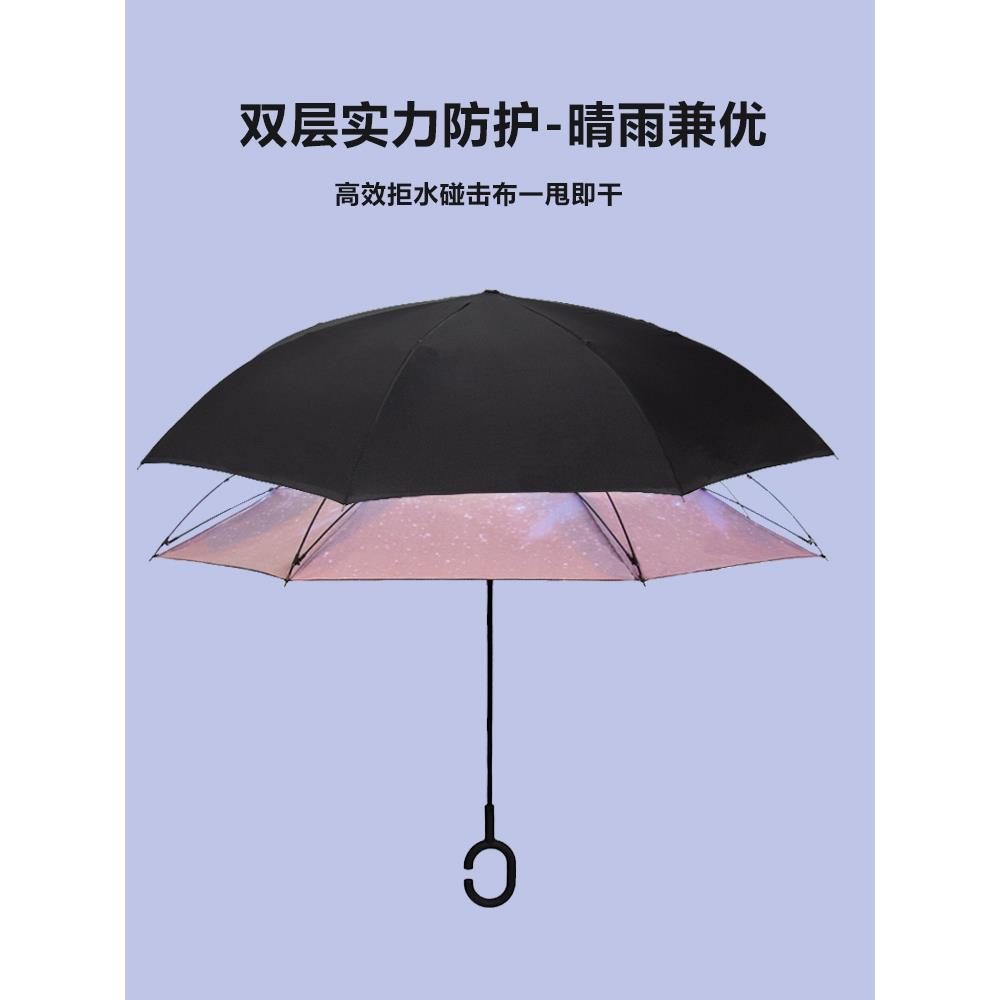 自动双层反向雨伞长柄男女士防晒晴雨两用车载大号双人抗风遮阳伞 - 图1