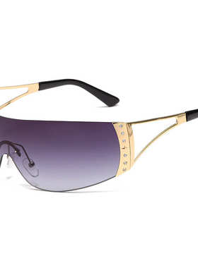 潮流Y2K辣妹甜酷复古无框点钻眼镜无框切边潮流墨镜镂空欧美