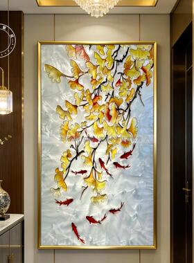 珐瑯彩画客厅入户玄关走廊过道装饰画饭厅现代简约挂画卧室壁画