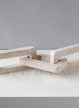 简约大理石几锁扣桌面装饰样代板间电视QWE柜茶酒店现软装洞石摆