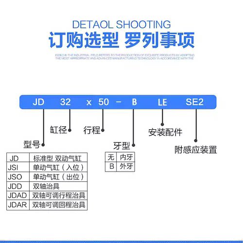 CHELIC气立可JDAD/JD50/63*10*15*20*25*30*50*100-S-B薄型气缸 - 图2