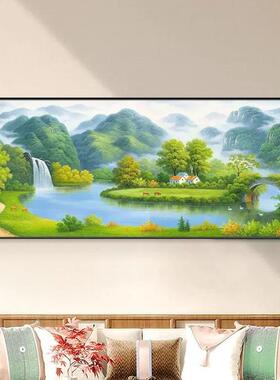青山绿水客厅装饰画山水画办公室挂画新中式风景沙发背景壁画