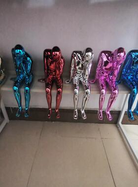 树脂电镀人思装考雕塑店铺书架样板品房柜饰0040商场艺美陈工品饰