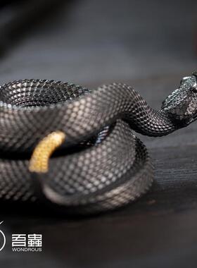 虫原创黄铜吾尾蛇笔架笔响拖手摆写感TLA压笔爬行动物件趣味个性