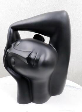 北欧奢客公室居家轻装饰黑白厅艺术抽象办摆件小-众创意落地摆设