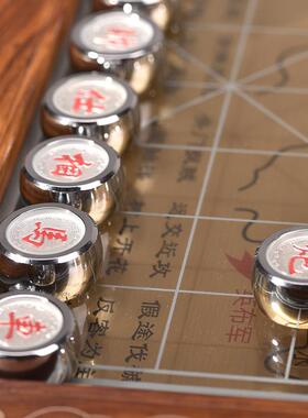 高档镶银中国象棋草花梨棋盘礼盒套装商务礼品送领导长辈