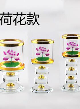 家水晶咒莲摆花防风烛GH001台大厂悲心经酥油灯灯座件工艺品