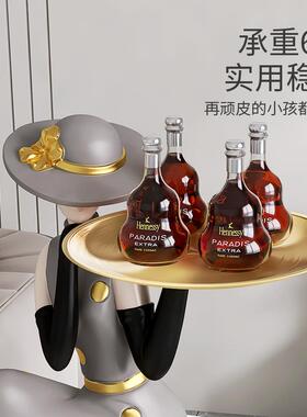 轻奢客厅摆件大型落地创意托盘艺术玄关办公室现代简约家居装饰品