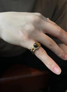 新品“审判”琥珀猫眼天然石永久保色戒指轻奢饰品时尚百搭气质