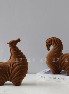 轻奢风家居斑马卡通装饰样板间客厅电视柜儿童房玄关软装工艺摆件