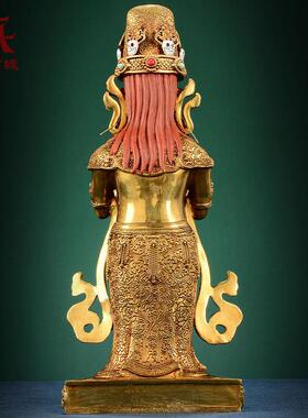 精工铜《扎基拉姆》全鎏金雕花宝石镶嵌女财神室内家用铜佛像摆件
