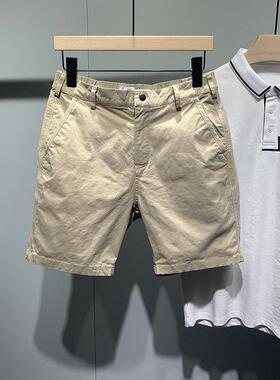 潮牌夏季新款休闲短裤男ins简约工装水洗纯色直筒潮流运动五分裤