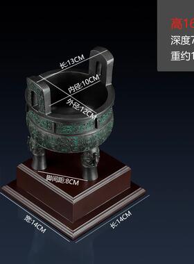 新款纯黄铜克客鼎件公室招财摆铜鼎厅装饰办品青铜器摆件家用铜鼎