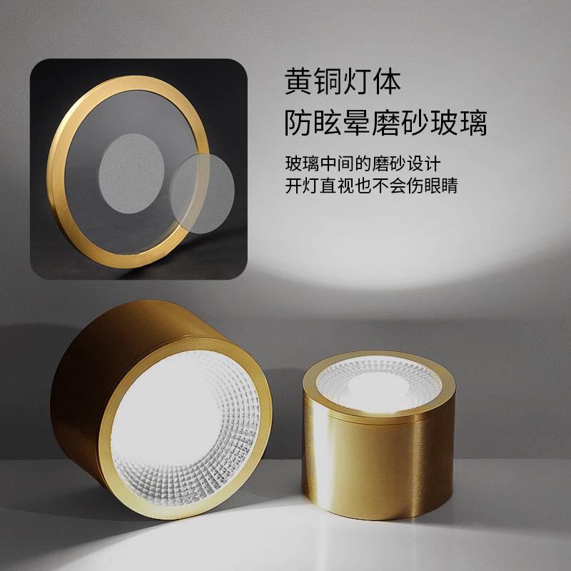 All-copper surface-mounted downlights, no openings, living room ceiling lights, Nordic light luxury corridor, entrance aisle, ceiling led spotlights