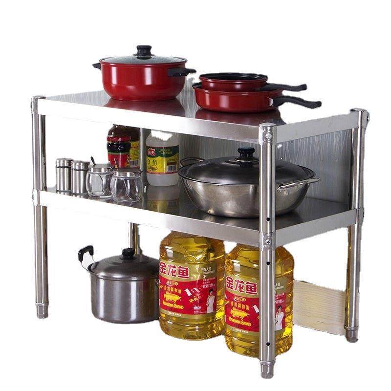 厨房简易两层不锈钢置物架多功能微波炉架烤箱架免打孔收纳架,淘宝优惠券,粉丝福利购,淘宝优惠卷