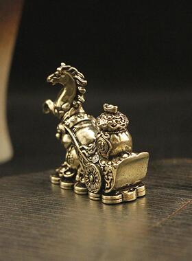 黄铜复古骂道成功马上元宝摆件马拉车福禄办公桌装饰工艺品