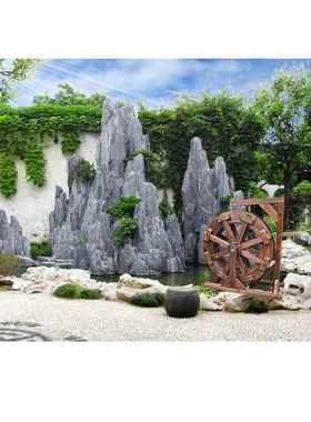 风水轮水车流水摆件假山鱼池鱼缸木制户外喷泉大中小型防腐木水车