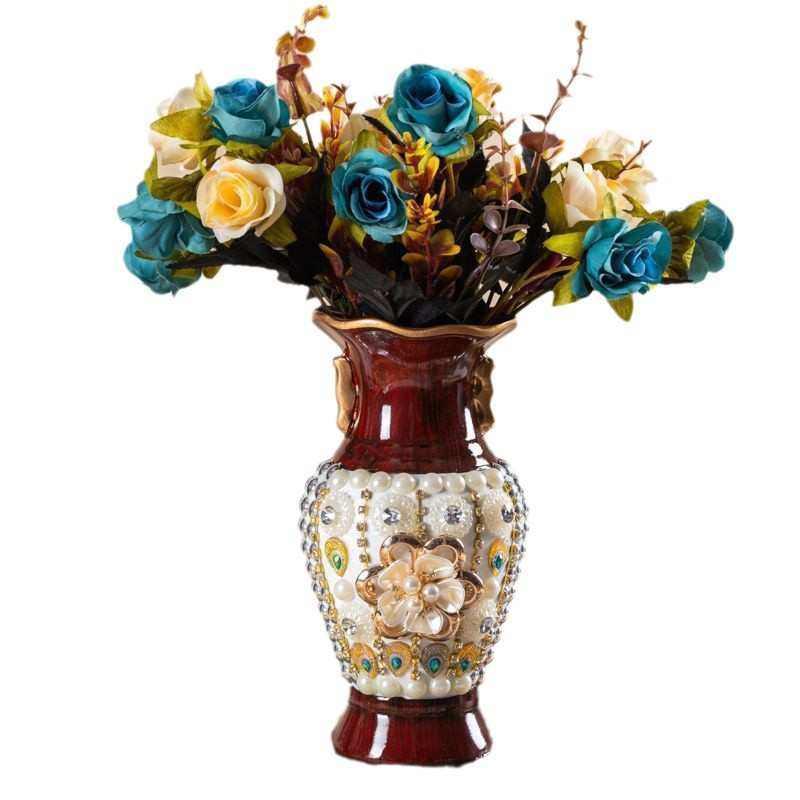 欧式创意陶瓷花瓶花插干花花家居客厅电视柜装饰品摆件木纹黄,淘宝优惠券,粉丝福利购,淘宝优惠卷