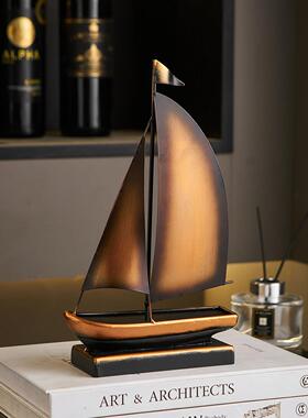 复古风铁艺一帆风顺帆船摆件客厅电视柜酒柜玄关办公室桌面装饰品