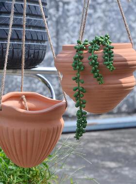 吊兰盆植物垂吊多肉花盆挂壁悬挂式墙上吊篮绿萝盆栽创意陶土吊盆