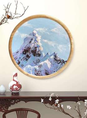 实木中式圆形wx00胡桃木相框裱框新式挂墙木质框圆国装画油画裱中