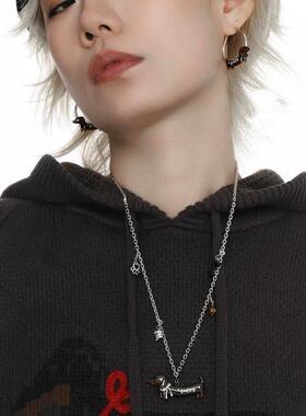 幸运腊肠狗项链秋冬可爱复古卫衣链长款毛衣链可DIY配饰送礼