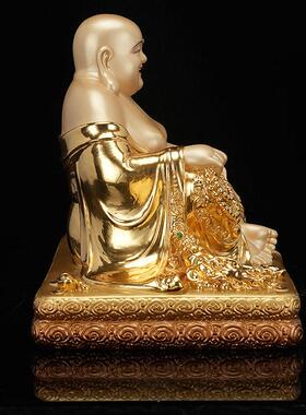 纯铜像贴金弥勒佛大肚佛像笑佛摆件家用客厅招财店铺公司开业