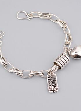 直播爆款个性算盘爱心吊坠手链女小众甜酷风百搭手饰跨境配饰