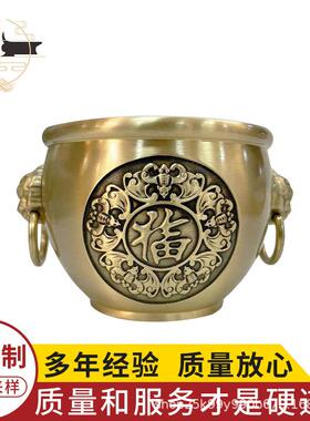 黄铜制作五福聚米缸黄铜百福缸米缸聚宝盆家居客厅玄关装饰工艺品